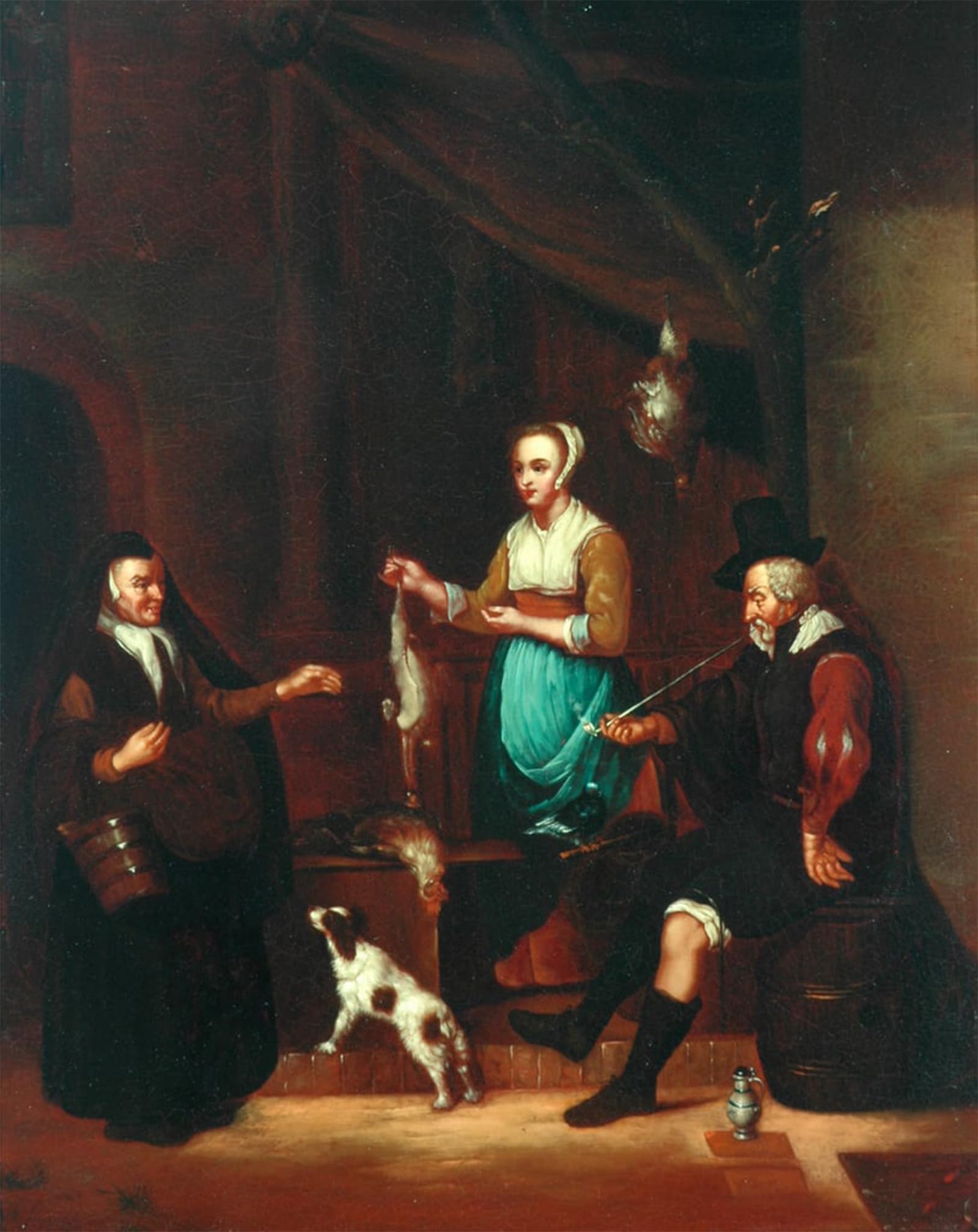 POSTERIIk Vintage Classic Picture Landscape Artwork the Poultry Merchant by Gabriel Metsu Portrait Canvas Painting for Office Home Decor 60x90cm