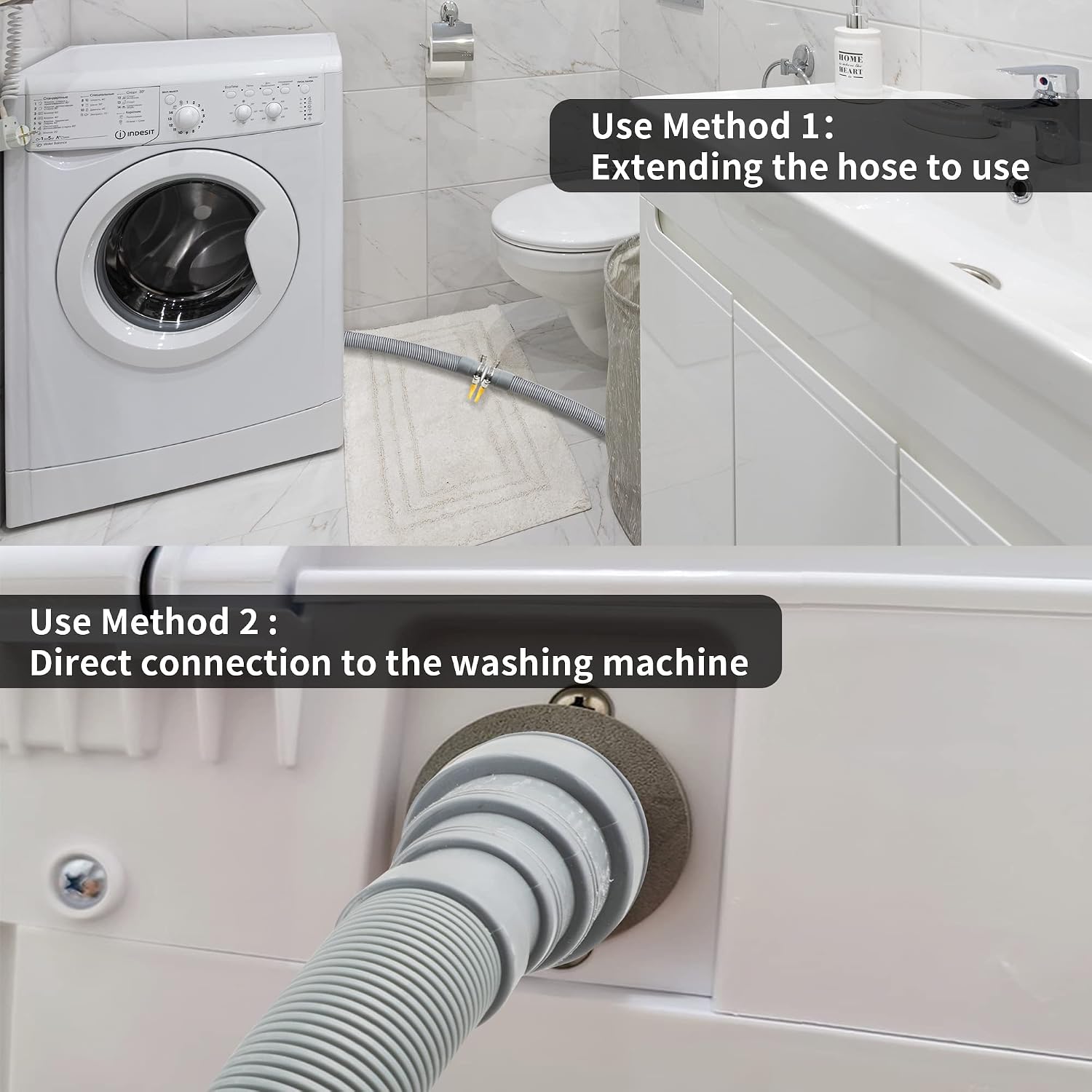 Washing Machine Drain Hose, 13 FT Universal Washer Drain Hose Extension Fits for 3/4 to 1-1/2 inch Drain Outlets with Clamps, Extension Adapter and U-Bend Hose