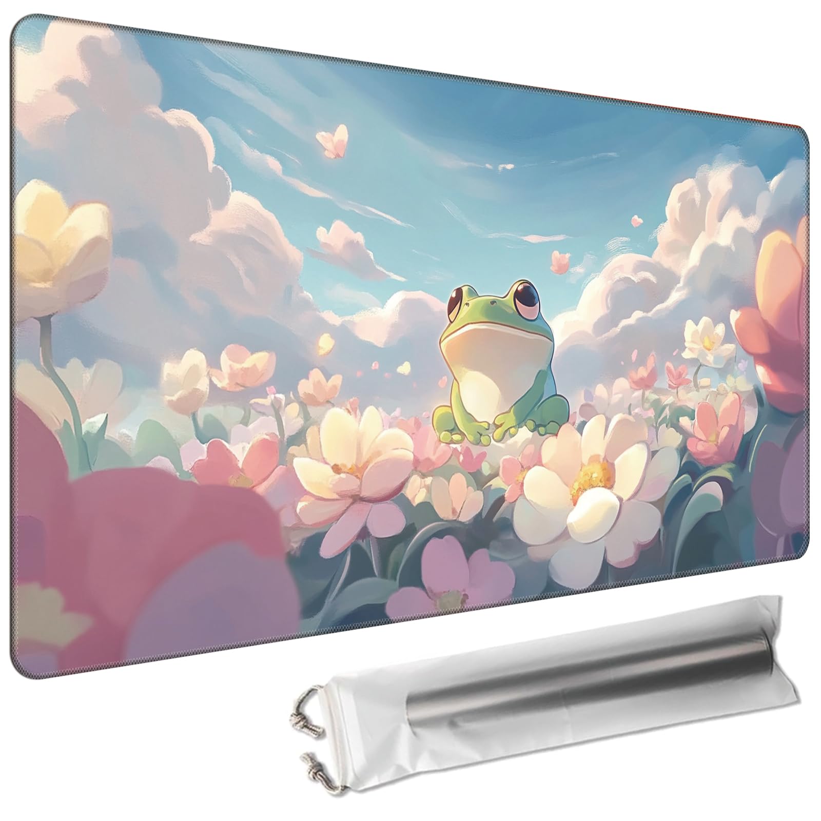 Cdkfxjy Playmats 27.5 x 15.7in(TCG MTG Trading Cards,Free Storage Bags,Waterproof Non-Slip Rubber Backing,Stitched Edges)-Cute Frog