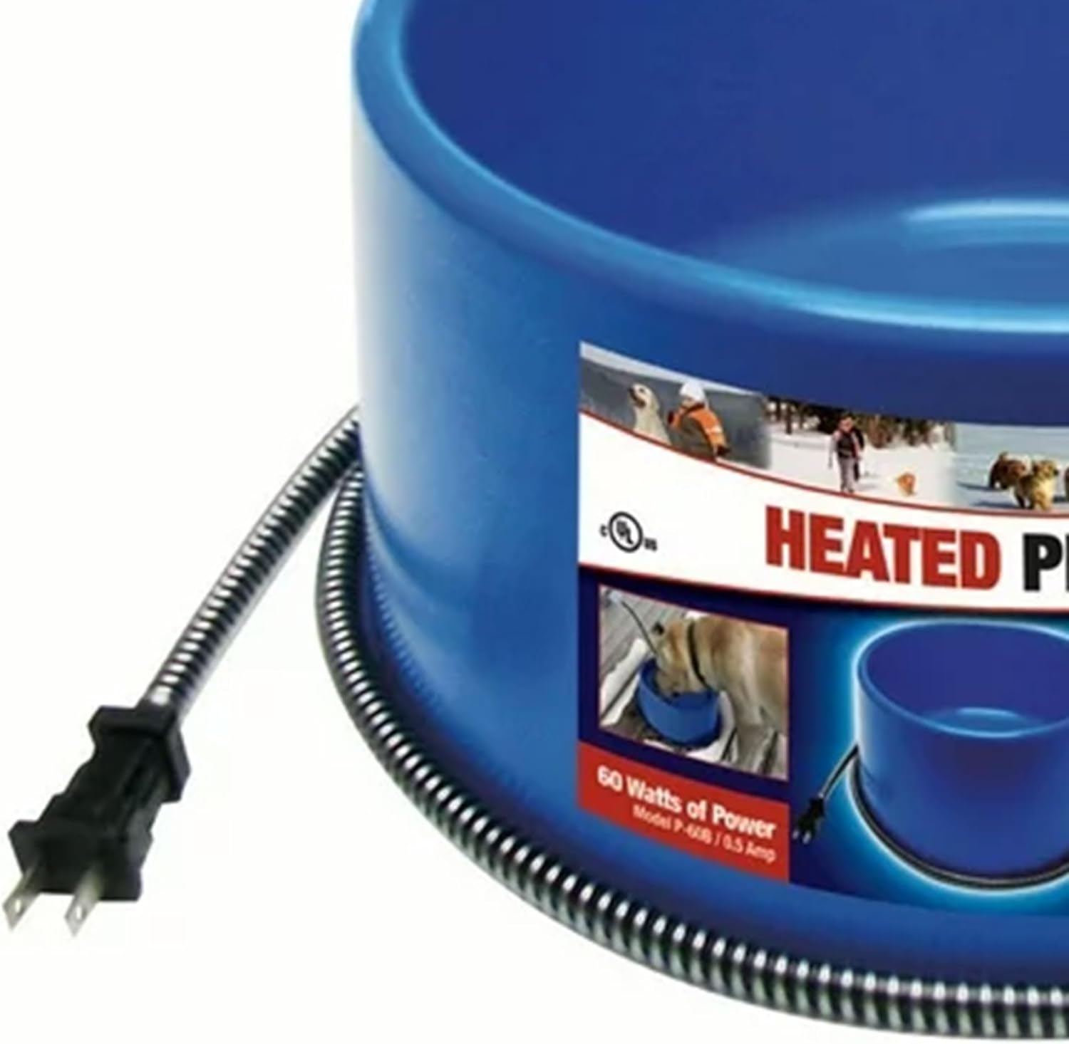 Farm Innovators 60 Watt Premium Plastic Heated Pet Water Bowl with Advanced Thermostatic Control for Large Dogs and Cats, Blue