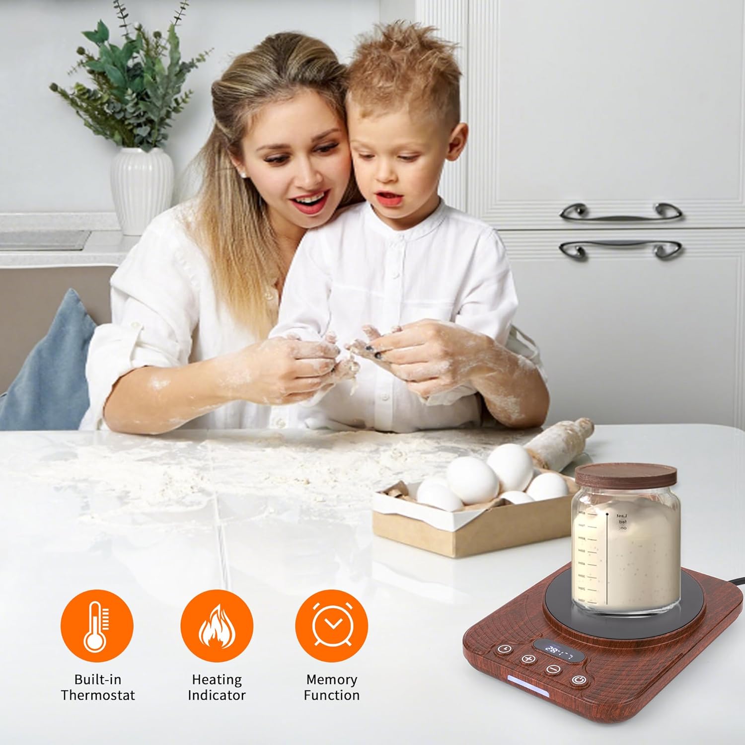 Sourdough Starter Warmer, Precise Thermostat Control (70-110°F), Sourdough Warming Mat, Intelligent Memory & 24H Timer, Sourdough Heating Mat for Home Baking & Fermented Dough