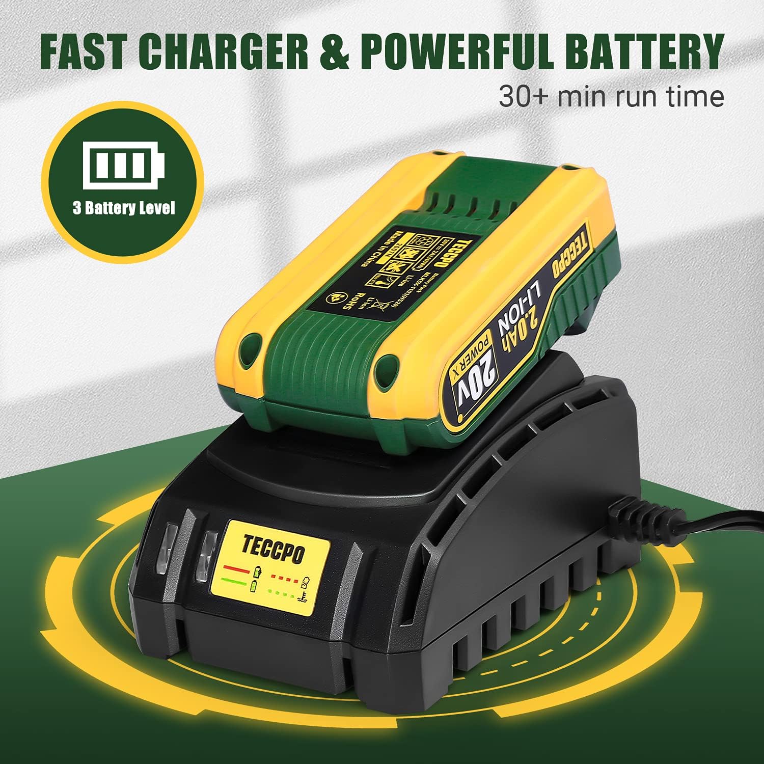 Illustrations demonstrating the 90-degree and 180-degree rotatable design of the POPOMAN PMBL01D Cordless Blower/Sweeper for compact storage and function switching.