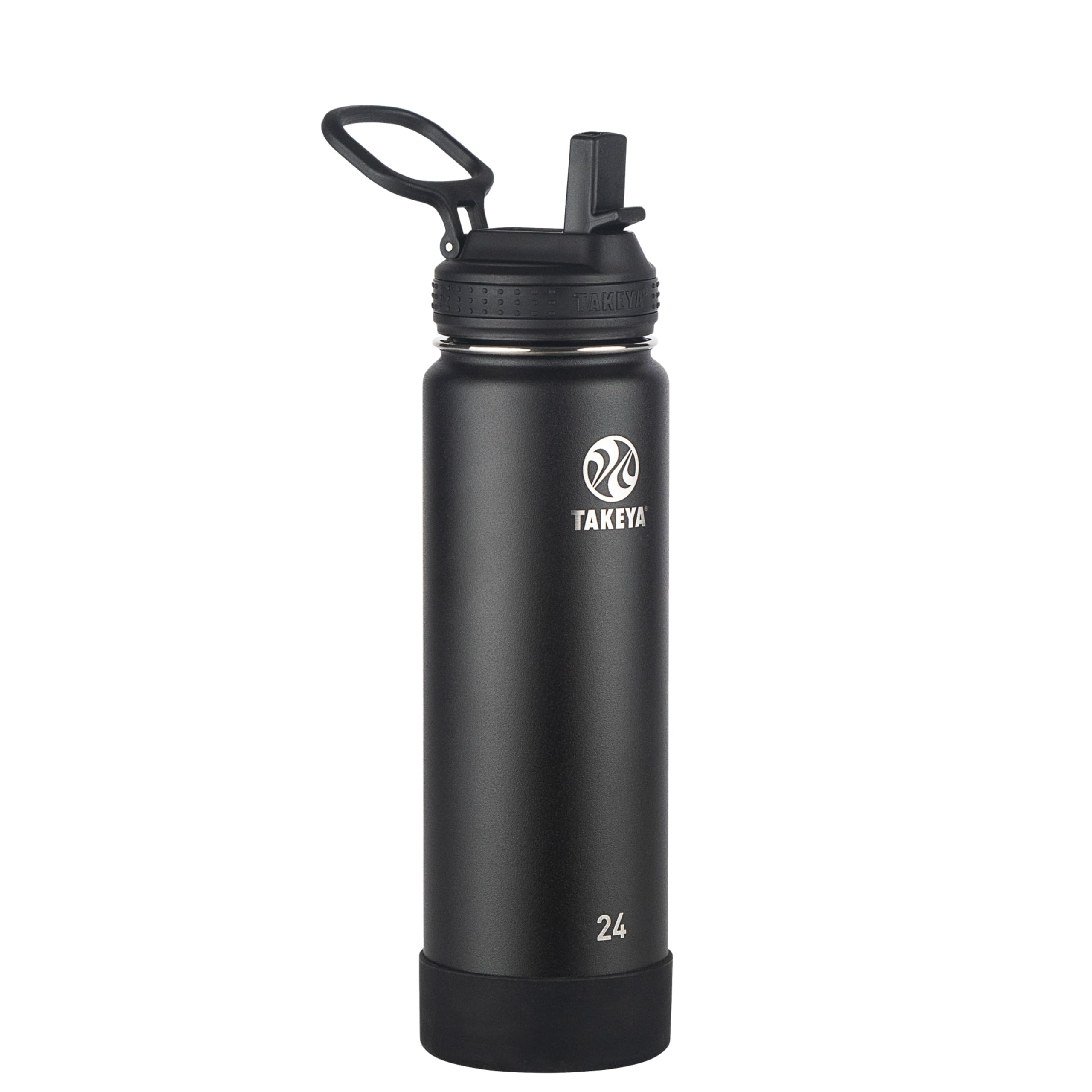 Takeya Actives Isolierte Edelstahl-Wasserflasche mit Strohhalm-Deckel, 680 ml, Onyx
