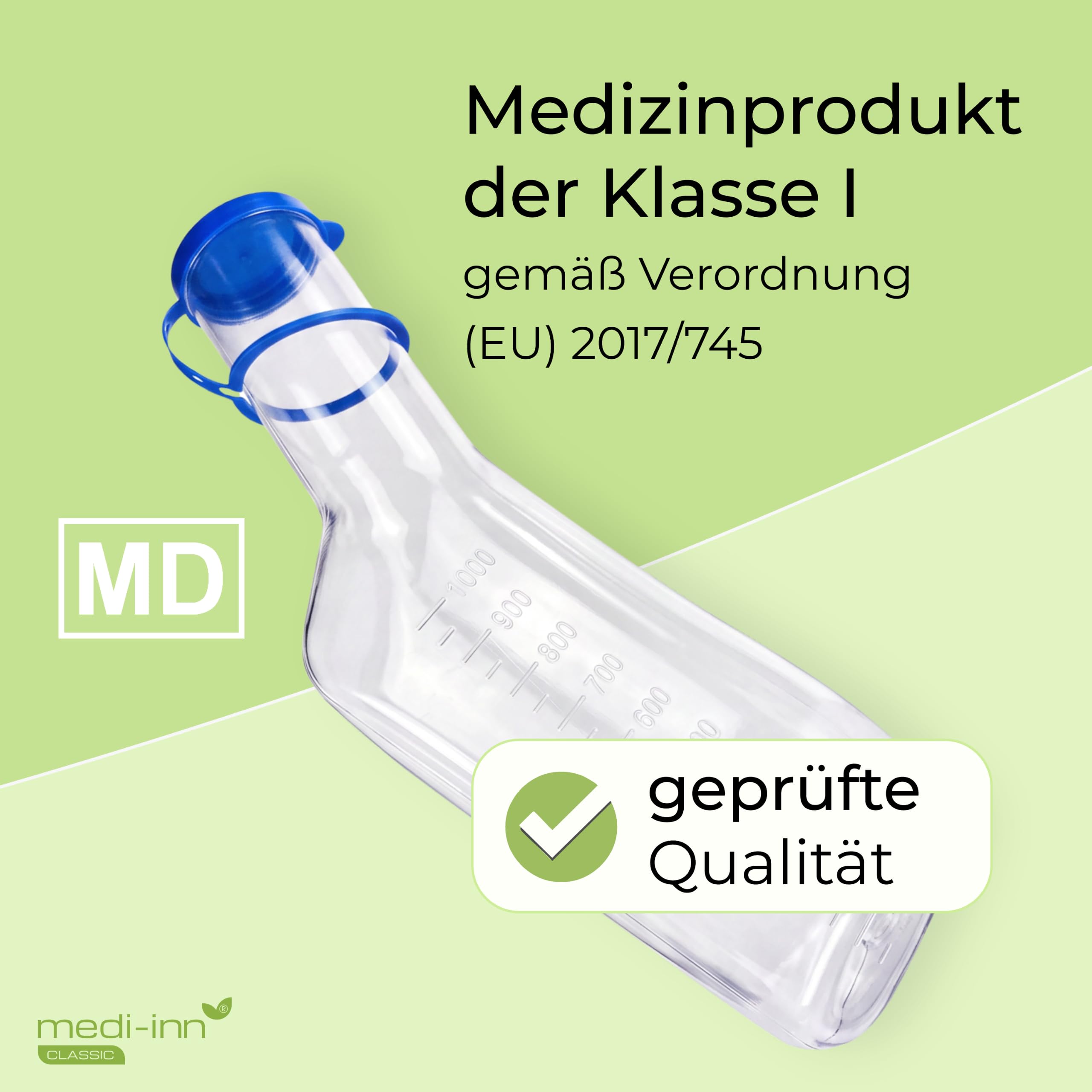 Medi-Inn Urinflasche PC für Männer klarsichtig | 1 Liter Fassungsvermögen | autoklavierbar | 10 Stück