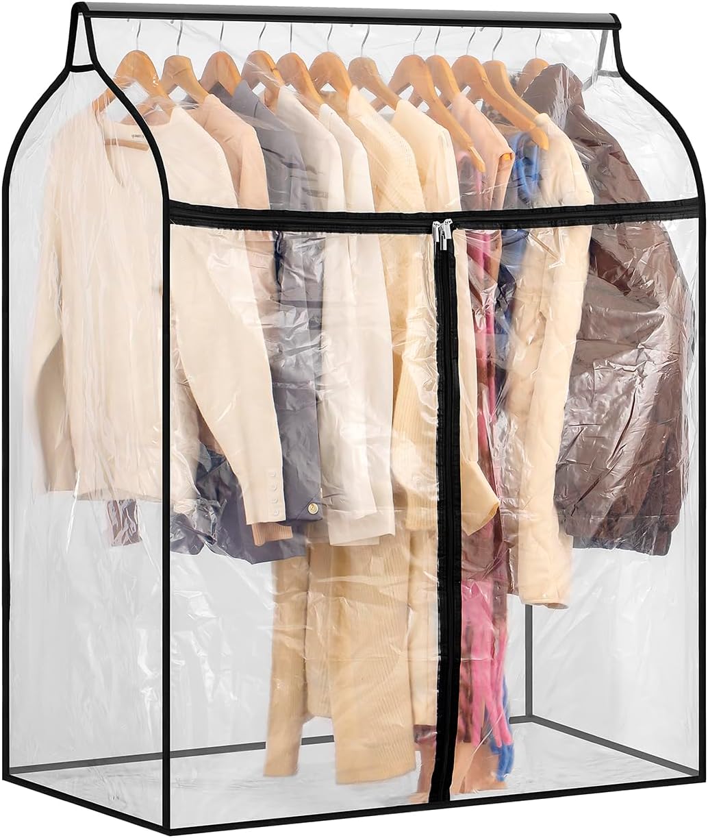 Hanging Garment Bag for Closet Winter Clothes Storage with Clear Window Coat Rack Cover Large Clothing Bags with Zipper Dust Proof Dress Protector (Big)