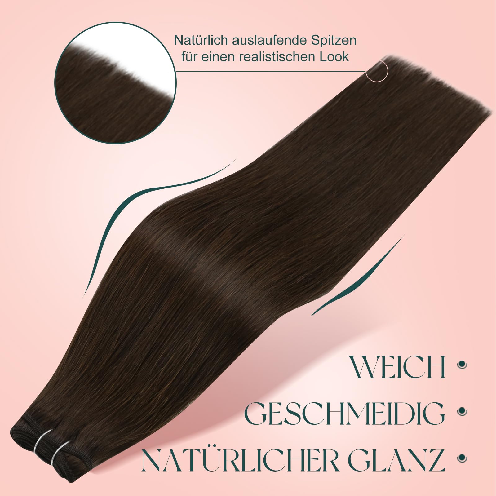 Easyouth Echthaar Tressen Haarveralngerung Braun Tressen Extensions Echthaar Dunkelbraun Haartressen Echthaar Naturlich Glatt Haar 50 cm 100g #2