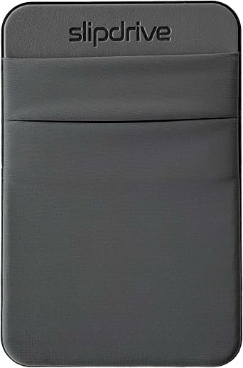 Portable Hard Drive Sleeve for Laptop - SSD Solid State Drive Holder - Dual Pocket Reusable Adhesive Storage Pouch - Stick-On External Hard Drive Carrying Case 5 x 3.25 Inch, Small, Gray