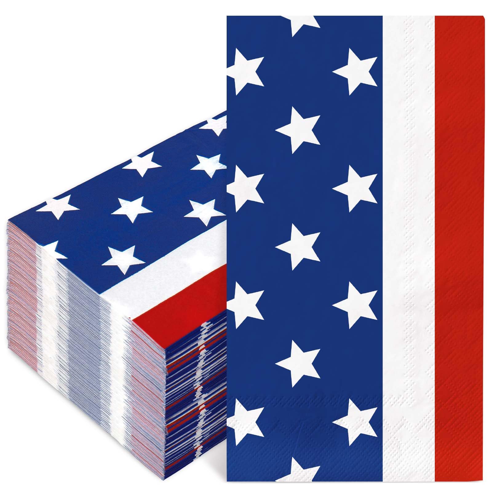 FYSUIMU 50Pcs Patriotic Guest Napkin American Flag Disposable Napkin 4th of July Hand Towel Paper Napkin for Independence Day Bathroom Party Decor