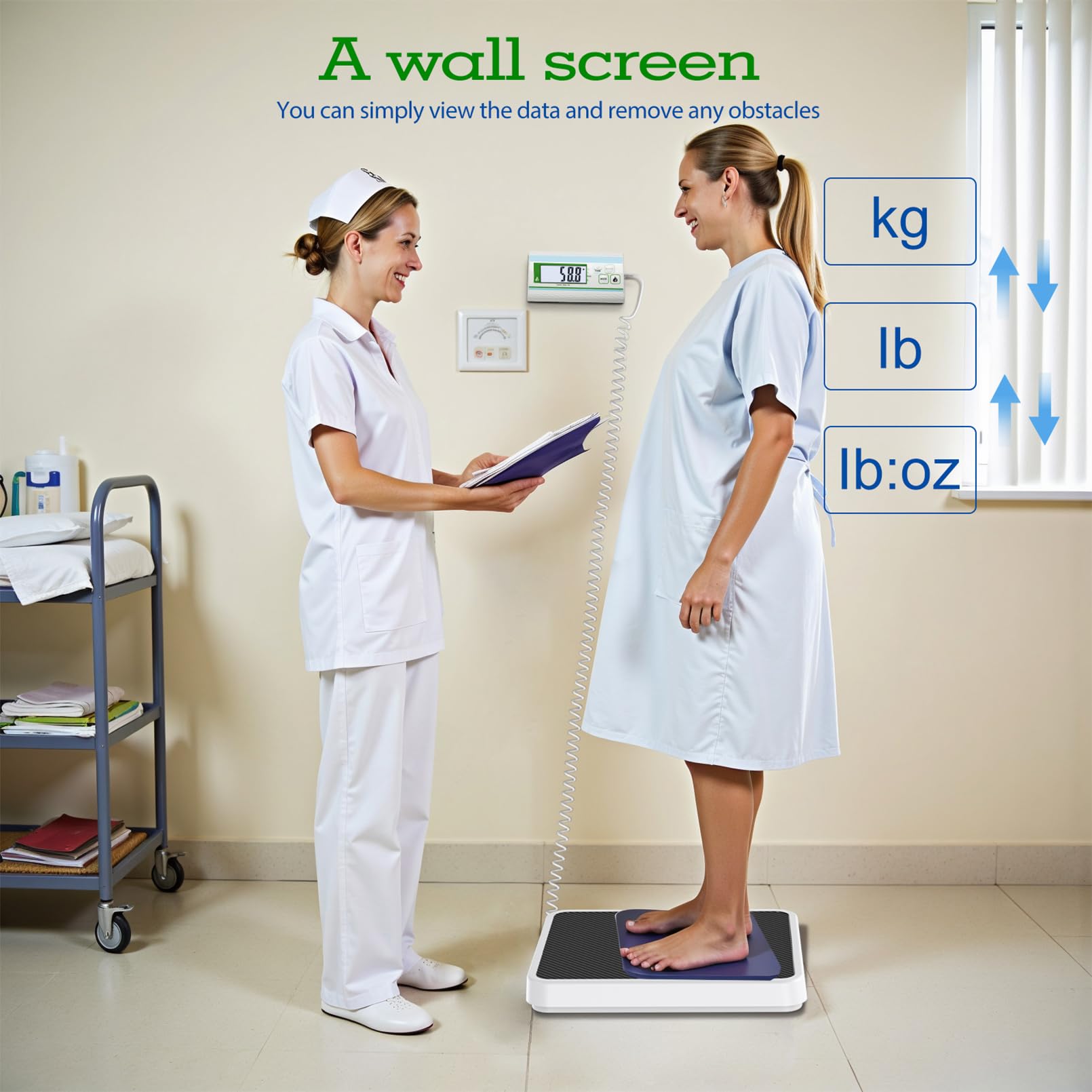 BRICH Bilancia pesapersone digitale 300 kg – Bilancia pesapersone ad alta precisione con grande display digitale, funzione tara, calibrazione automatica e design robusto, ideale per cliniche, uffici
