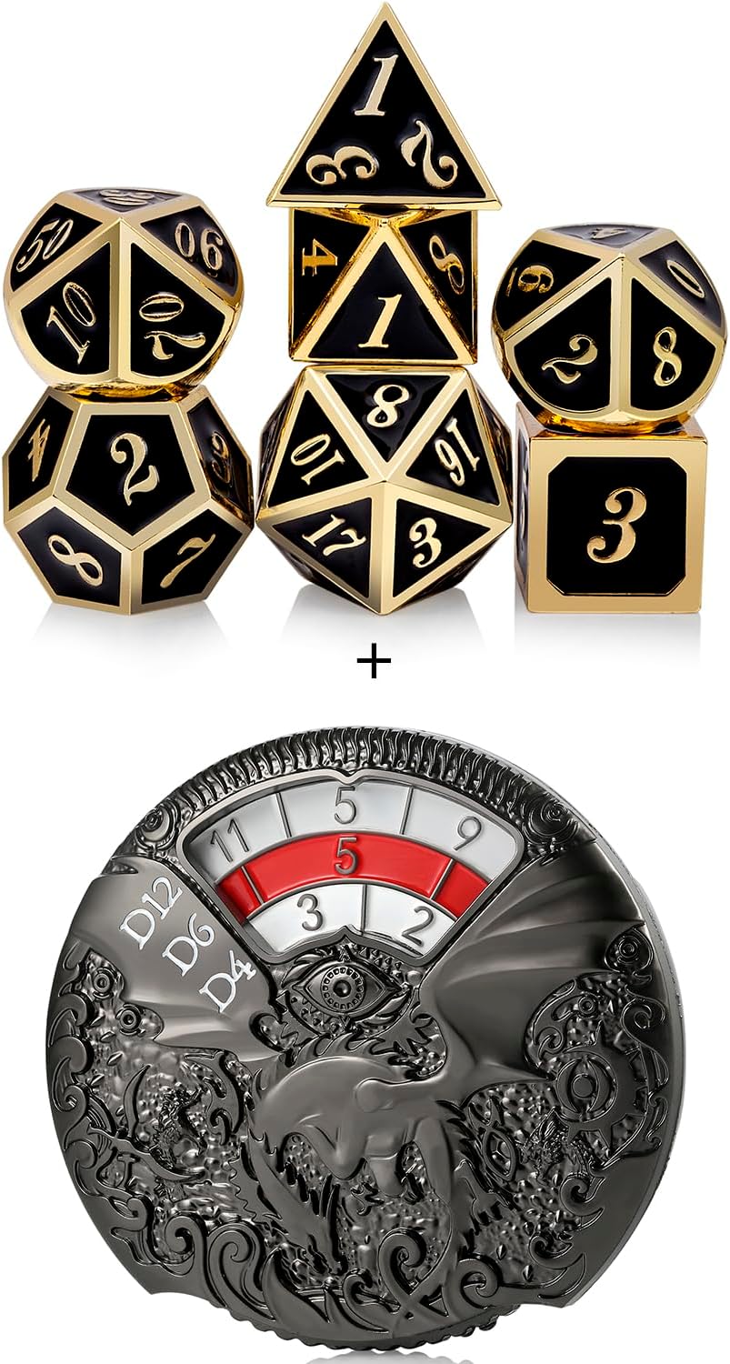 DNDND Classical Metal Dice with Case & DNDNDN Roulette Spinner Dice with Box