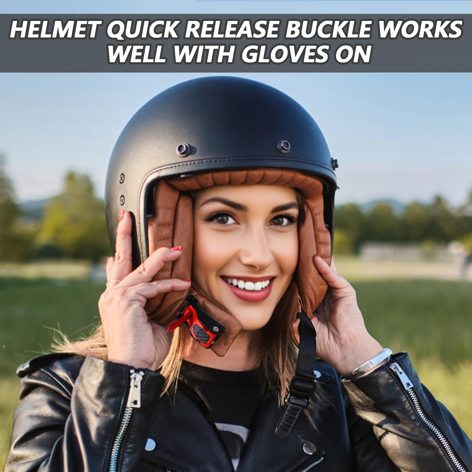 Set di fibbie a sgancio rapido per casco, fibbia per casco da bicicletta, accessori per casco da moto, fibbia per un fissaggio stabile, facile da montare, adatto per moto, casco da bicicletta