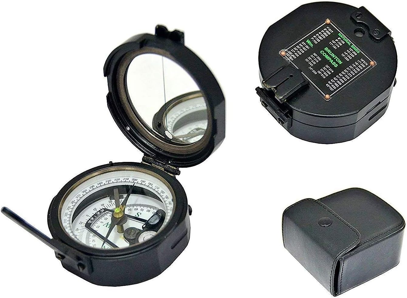 Heavy Brass Nautical Round 3 Inches Geological Compass (Black) - Brunton Model with Clinometer, Strike and Dip Measurement, Rugged Outdoor Design