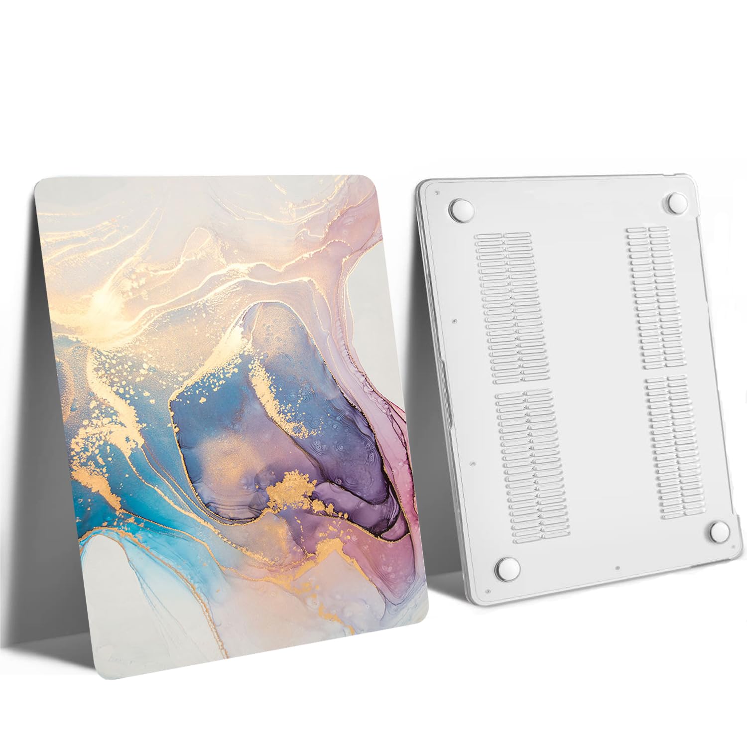 Funda Dura Compatible con Macbook Air 13,6 Pulgadas 2022 2024 M2 M3 Versión Modelo A2681 A3113 con Pantalla Retina Touch ID, Plástico Carcasa Delgada Cubierta Protectora, Mármol Colorido