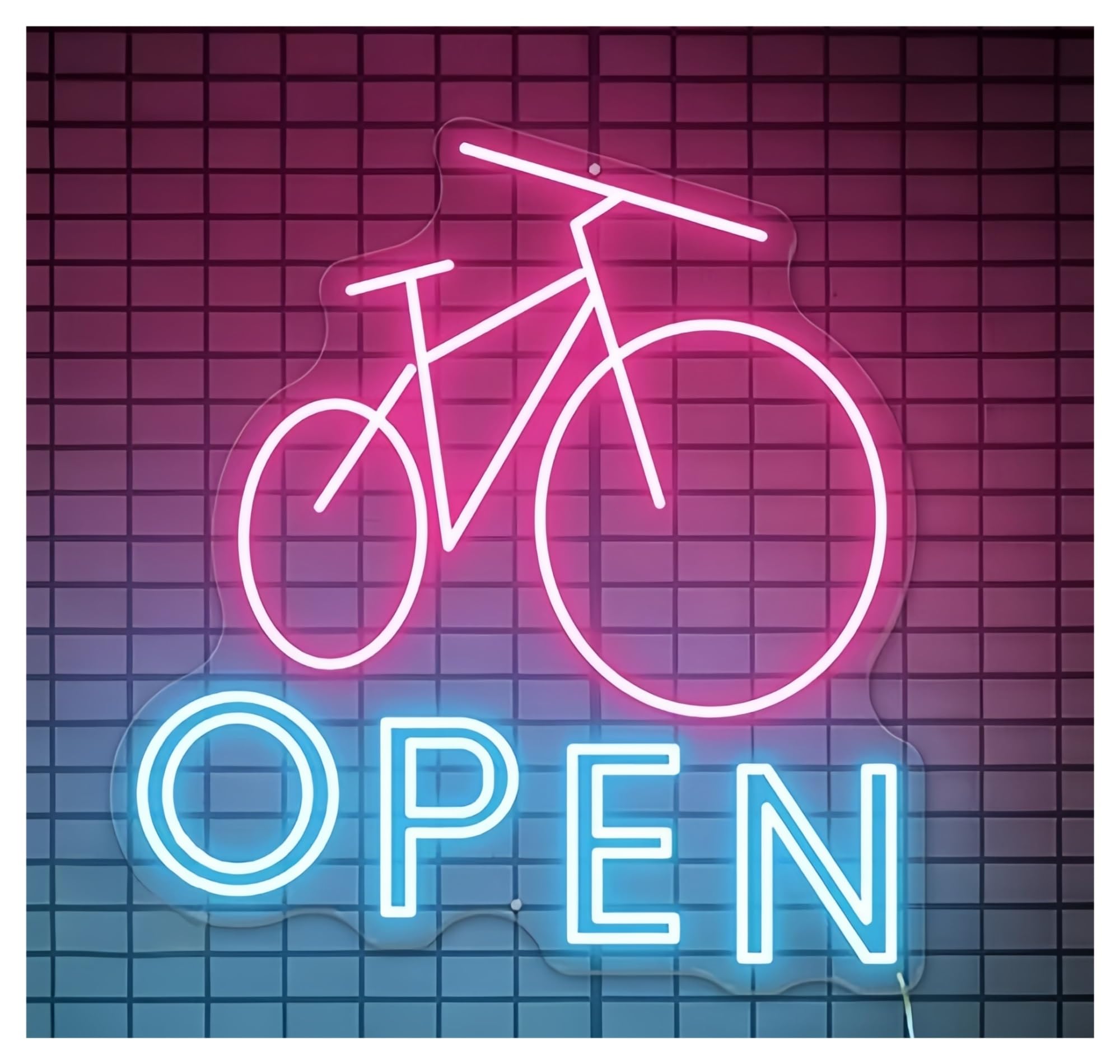 SHOUXI Sign Lamp Bike Open Neon Sign for Shop Opening Wall Decor 49X46cm(C)