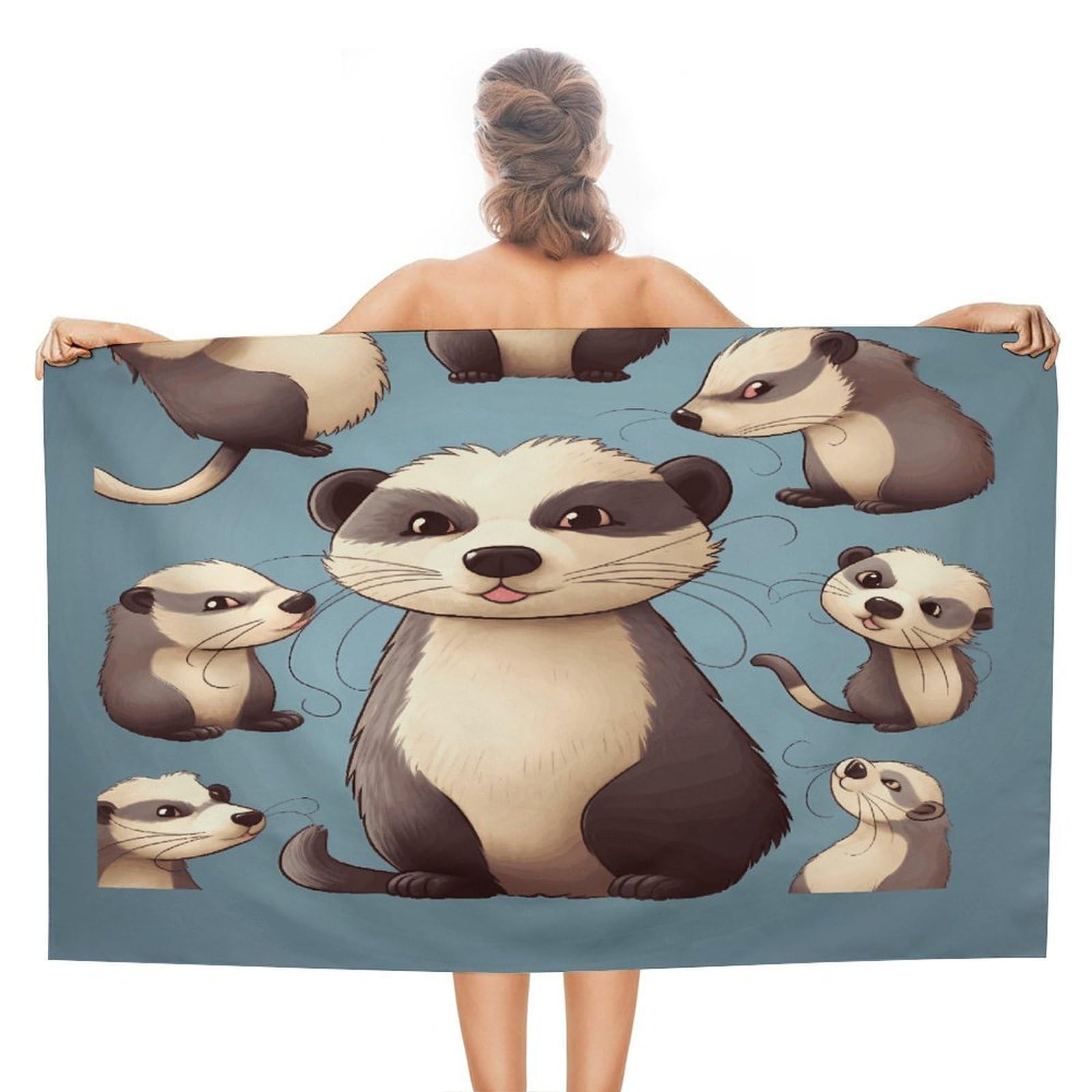 VstaDank Hairy Ferret Beach Towels Super Absorbent Soft Lightweight Towel Large Stylish Swim Pool Towels Quick-Dry Oversize Bath Towel Travel Blankets for Adult Vacation&Gift
