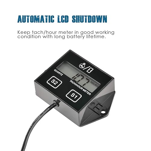 Miniatura 8 de Runleader Tacómetro digital con medidor de horas, recordatorio de mantenimiento, batería reemplazable, apagado automático, uso para cortacésped ZTR