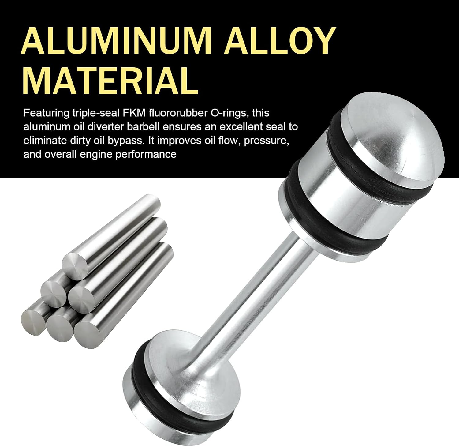 1 PC LS Engine Billet Oil Diverter Barbell, Aluminum Oil Galley Plug, Oil Diverter Barbell Replacement# 12573460, Compatible with GM Gen III & IV LS1 LS3 LS2 LQ4 LQ9 LS6 L92 L33 L99 (Silver)