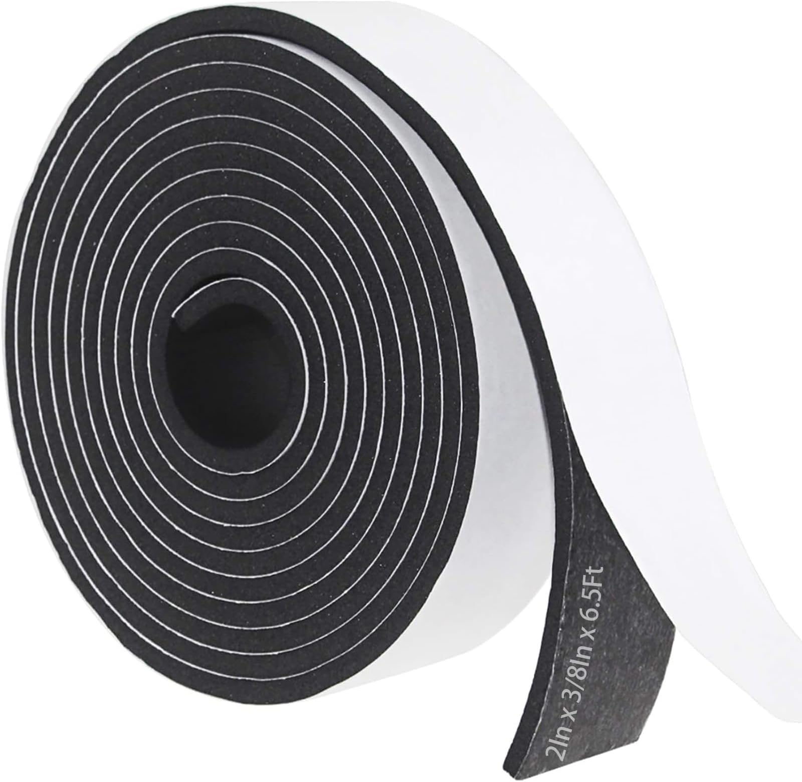Storystore Weather Stripping Door Seal Strip, 2In x 3/8In x 6.5FT Self Adhesive Foam Tape for Door Window Insulation Soundproofing Weatherstrip, High Density Foam Seal for Doors Windows Furniture