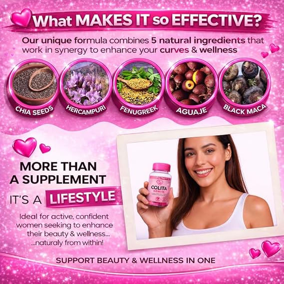 Colita Bonita | Aguaje + Black Maca + Fenugreek | Herbal Supplement for Women | Natural Balance & Wellness Support 2 Month Supply