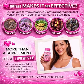 Colita Bonita | Aguaje + Black Maca + Fenugreek | Herbal Supplement for Women | Natural Balance & Wellness Support 2 Month Supply