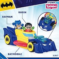 Vista 4 de Toomies DC Comics Batman E73262 - Vehículo 3 en 1 que se transforma en mini batmobile y chorro, efecto de estallido del motor, tracción del volante