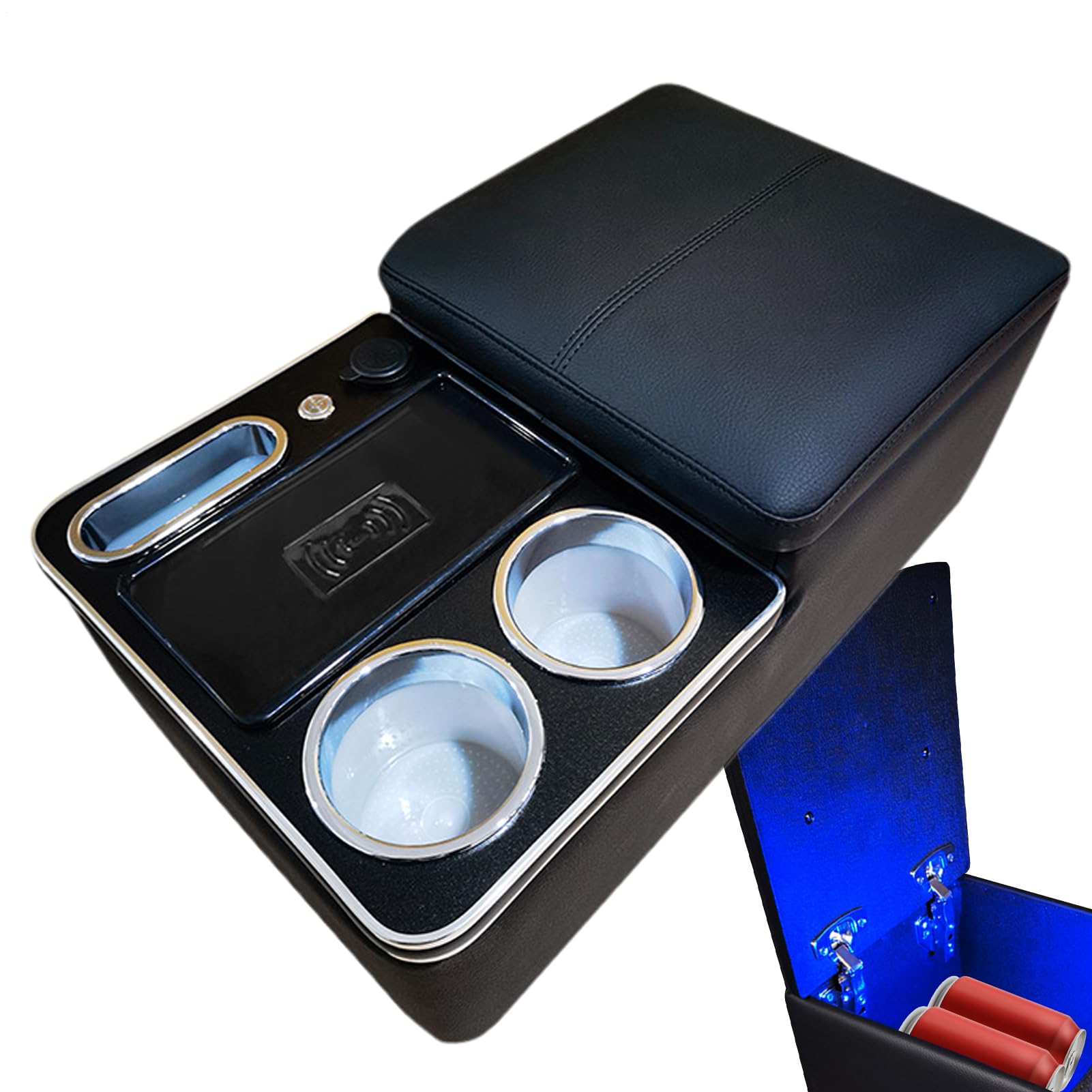 Generisch Organizer per Console per Camion, Organizer per Console Centrale | multifunzione, per camion, per sedili posteriori con luce LED, supporto per tazze e telefono per auto, minivan, L