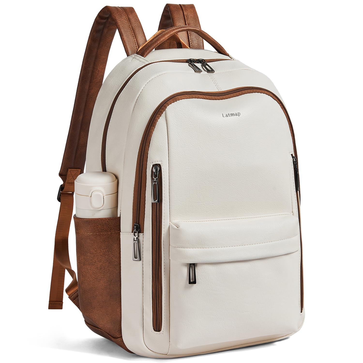 LATMAP Sac à dos de 30 l pour homme et femme - Sac à dos en cuir synthétique - Sac à dos de voyage pour enseignant - Pour ordinateur portable de 15,6"