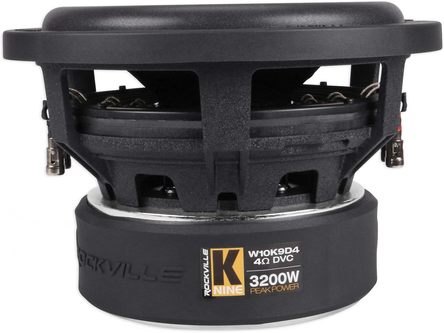 Rockville W10K9D4 V3 K9 Series 10" Car Subwoofer, 3200W Peak/800W RMS, Dual 4-Ohm, 3" OFC Voice Coil, 185 oz Magnet, 26mm Xmax, Cast Aluminum Basket, for Car Audio