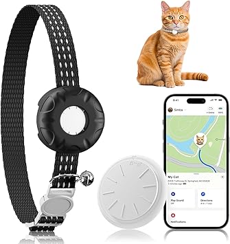 ペットトラッカー 猫用 Apple Find My AppiOSのみ対応 猫GPSトラッカー どんな首輪でも使えます 月額料金なし 防水 パープル ブラック