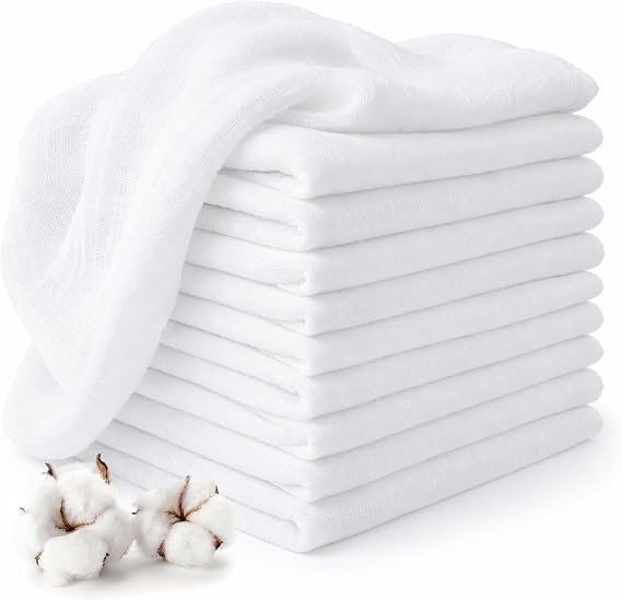 MAKIAN Lot de 10 Langes Bébé Carrés Coton 30x30 cm