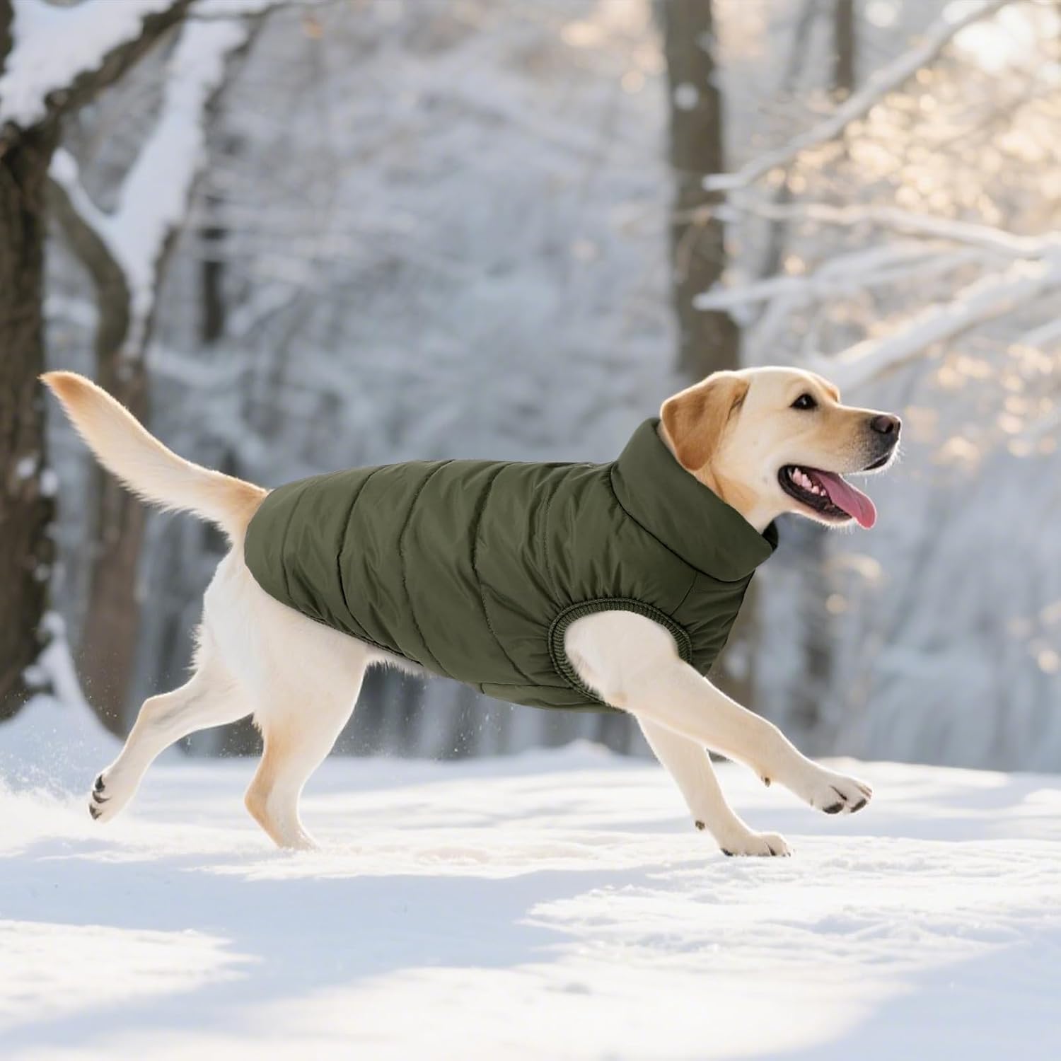 ASENKU Windproof Dog Winter Coat Waterproof Fleece Jacket Cold Weather Pet Apparel for Small Medium Large Dogs (ArmyGreen, XS)