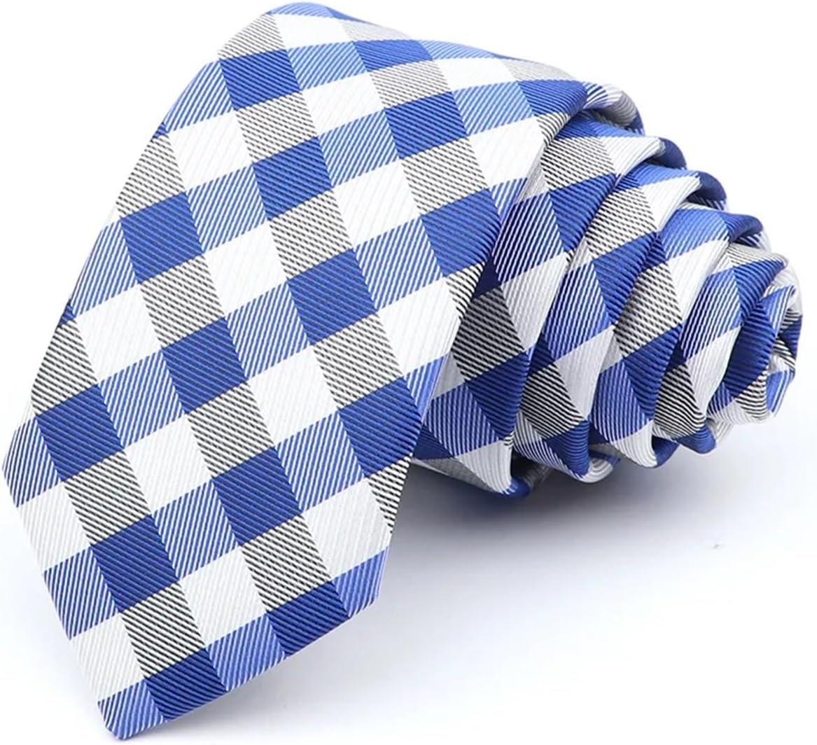 Ties for Men 6cm Casual Ties for Men Skinny Tie Fashion Polyester Plaid Strip Necktie Business Slim Shirt Accessories Cravate(Colored-6)