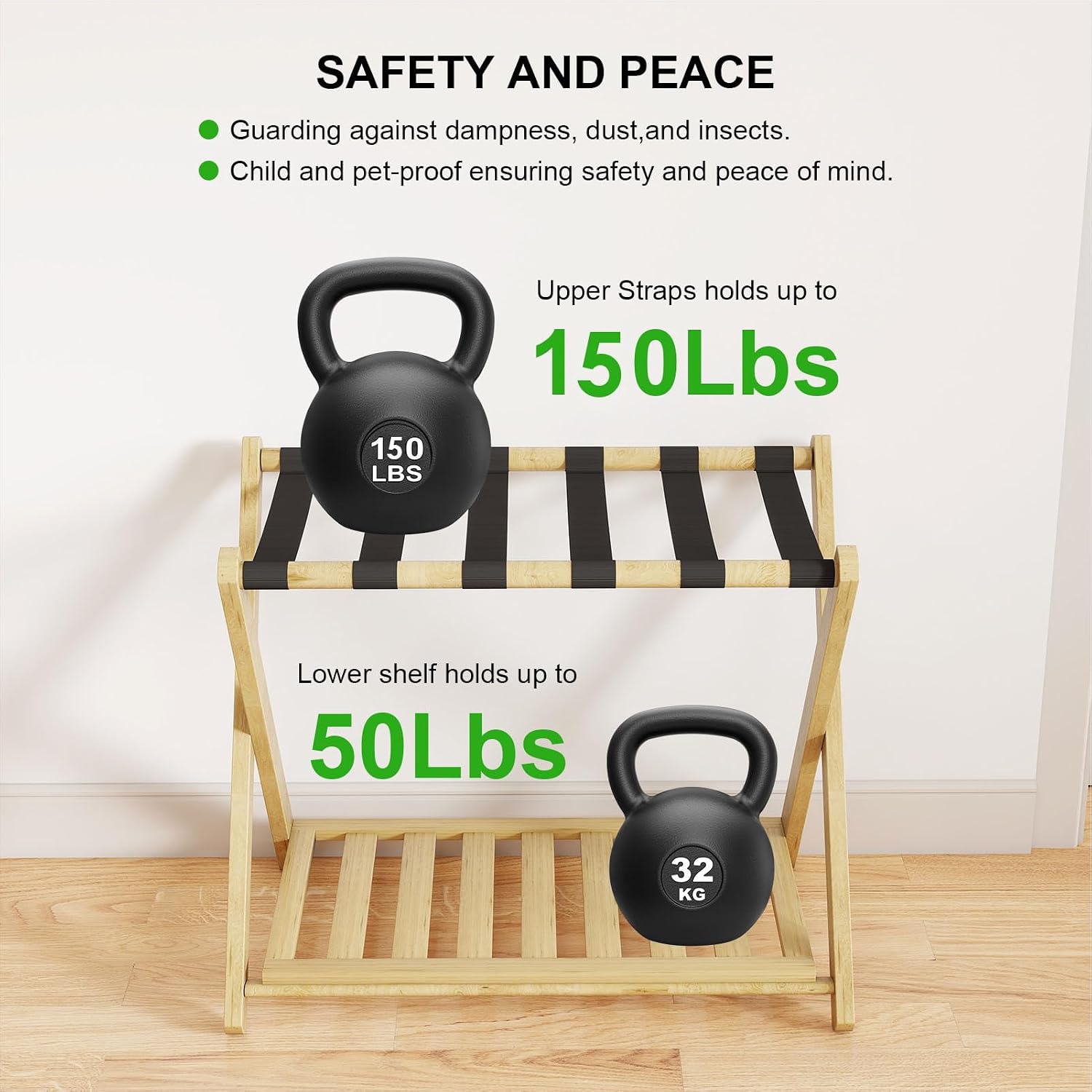 Foldable Luggage Rack, Thickened Suitcase Stand with Storage Shelf, X Shaped Luggage Holder for Hotel and Guest Room Use