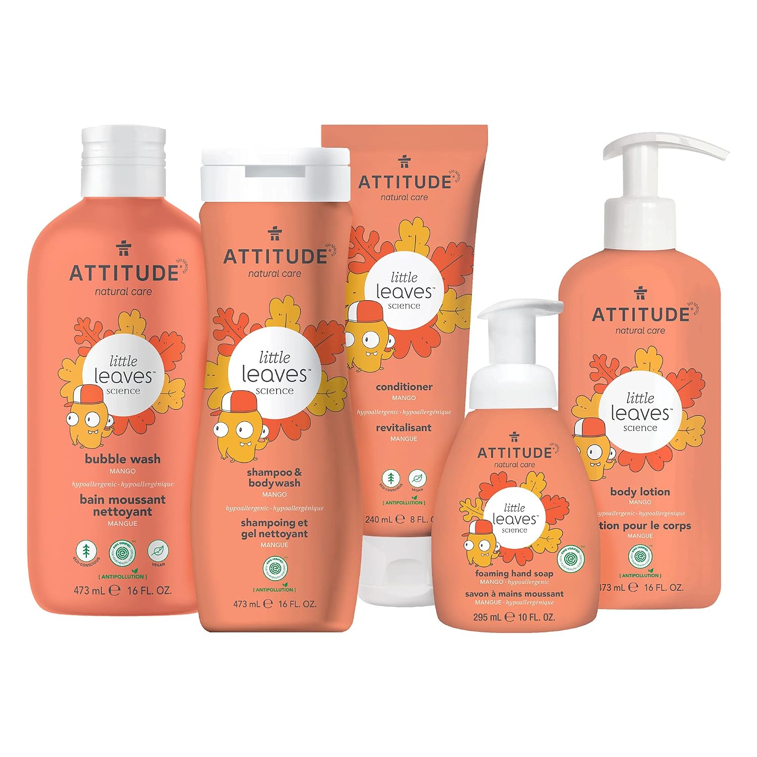 ATTITUDE Foaming Hand Soap for Kids, Plant and Mineral-Based Ingredients, Vegan and Cruelty-free Personal Care Products, Mango, 10 Fl Oz (Pack of 3) image 2