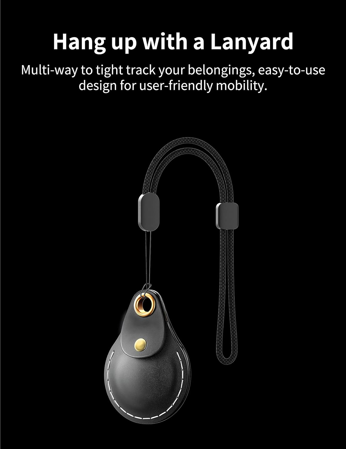 VogDuo Horween leather airtag holder, keychain wrist lanyard quality durable case Protect Cover Scratch Resistance (Havana Brown)