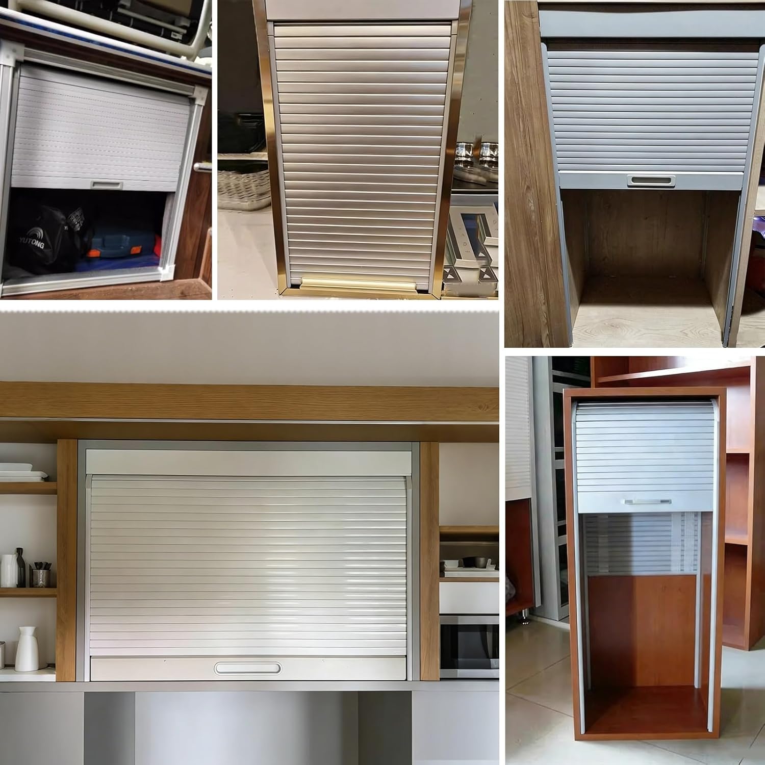 Washbasin Cabinet Tambour Door Kit for Partition, Folding Roller Shutter Blinds Door Customizable, Space Saving Roll Up Doors for Commercial/Home