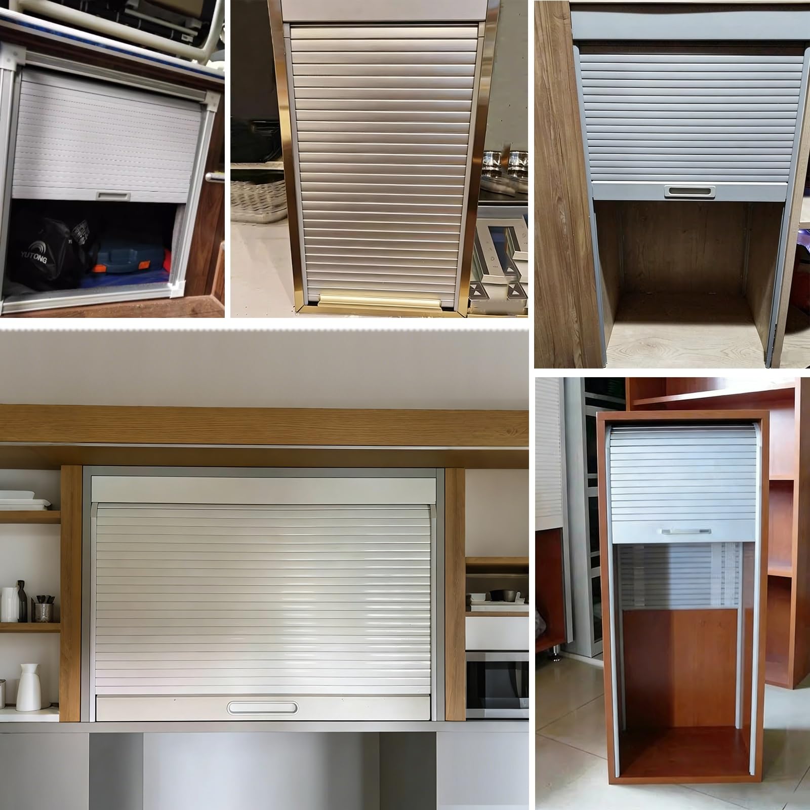 LZMZMQ Armoire à Portes coulissantes Volet Roulant pour Meuble De Cuisine (40, 50, 60, 70, 80 Ou 90 Cm) Porte Coulissante À Lames sur Mesure Volet Roulant À Commande Manuelle(45x50cm/17.7x19.7)