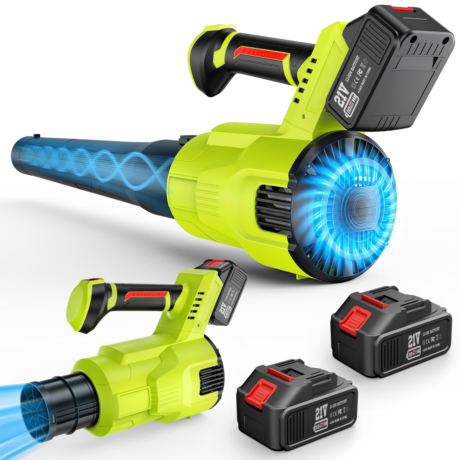 Electric Leaf Blower Cordless, 320 km/h & 3 Speed Levels High Speed with 8000mAh Batteries, Handheld Leaf Blowers for Lawn Care, Stepless Speed, Portable Lightweight Grass Blower for Leaves,Snow,Dust