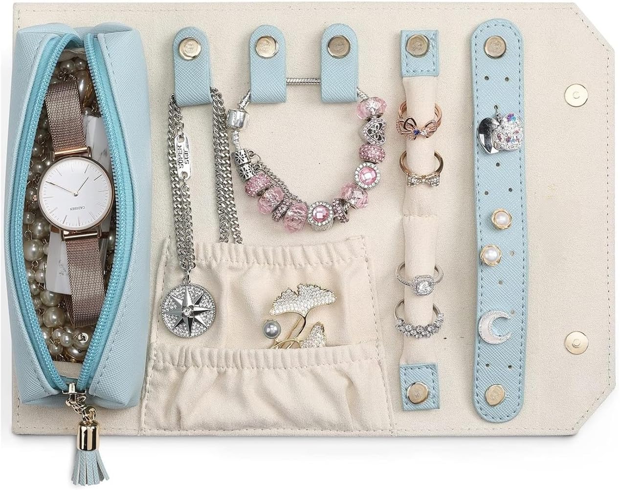 Jewelry Roll Bag Small Jewelry Case Accessory Storage Box Earring Neckalce Rings for Girl for Girl