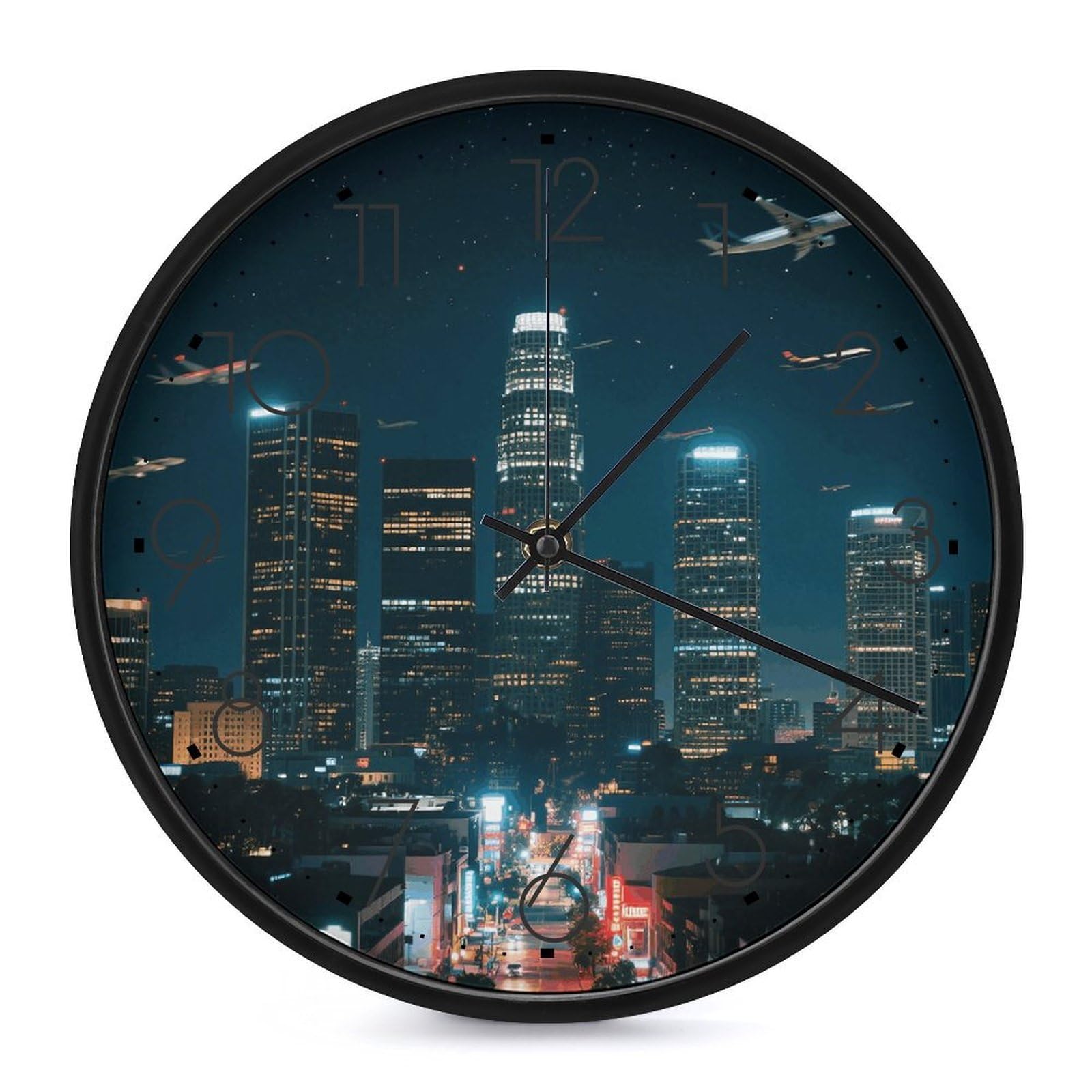 Horloge murale à piles Los Angeles sans tic-tac pour le bureau et la maison