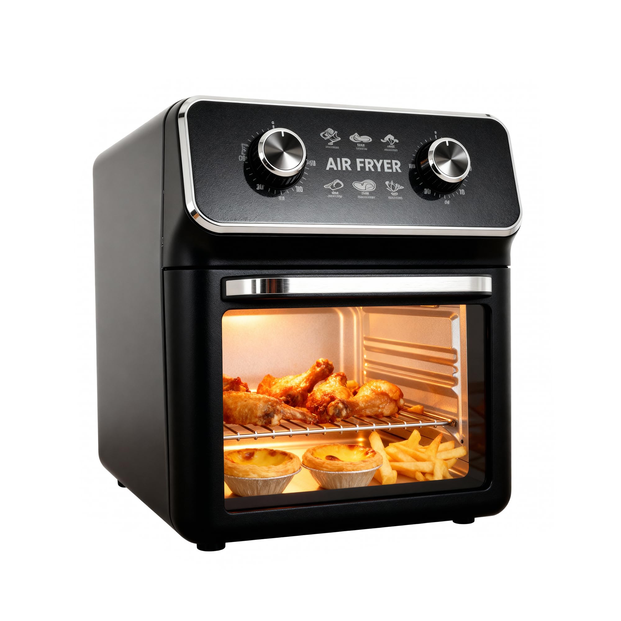 10L Air Fryer Oven, 1350W Multi-Function Mini Oven for Oil-Free Cooking, Air Frying, Grilling, Roasting & Baking, with Adjustable Temp & Timer, Dishwasher Safe Accessories