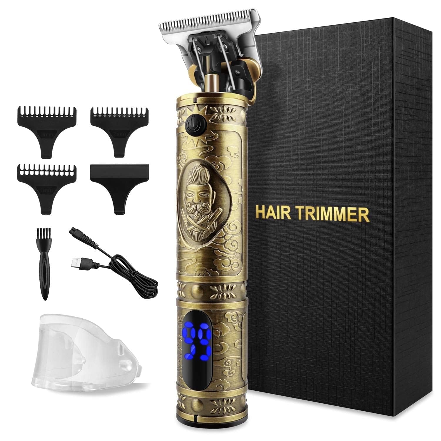 RNKR Cordless Hair Clipper for Men, T-Blade Trimmer w/ 3 Combs, 180min Runtime, USB Fast Charge, Low Noise - Bronze