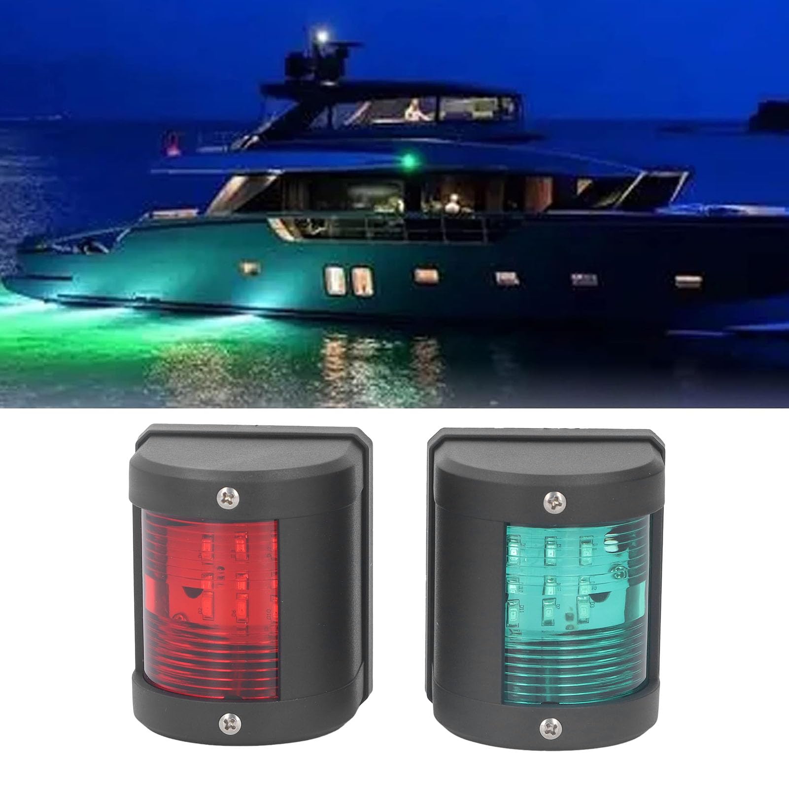 Luci di Navigazione, Luci di Poppa a LED 2 Pezzi, Strisce Luminose Marine IP54 per Luci per Barche Luce di Prua e di Poppa PC Tribordo Verde Porta Rossa Angolo del Fascio di