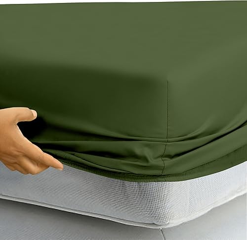 Miniatura 6 de Royale Linens - Sábana bajera tamaño Queen, calidad de hotel cepillada 1800, ultrasuave, resistente a arrugas y decoloración, bolsillo profundo de