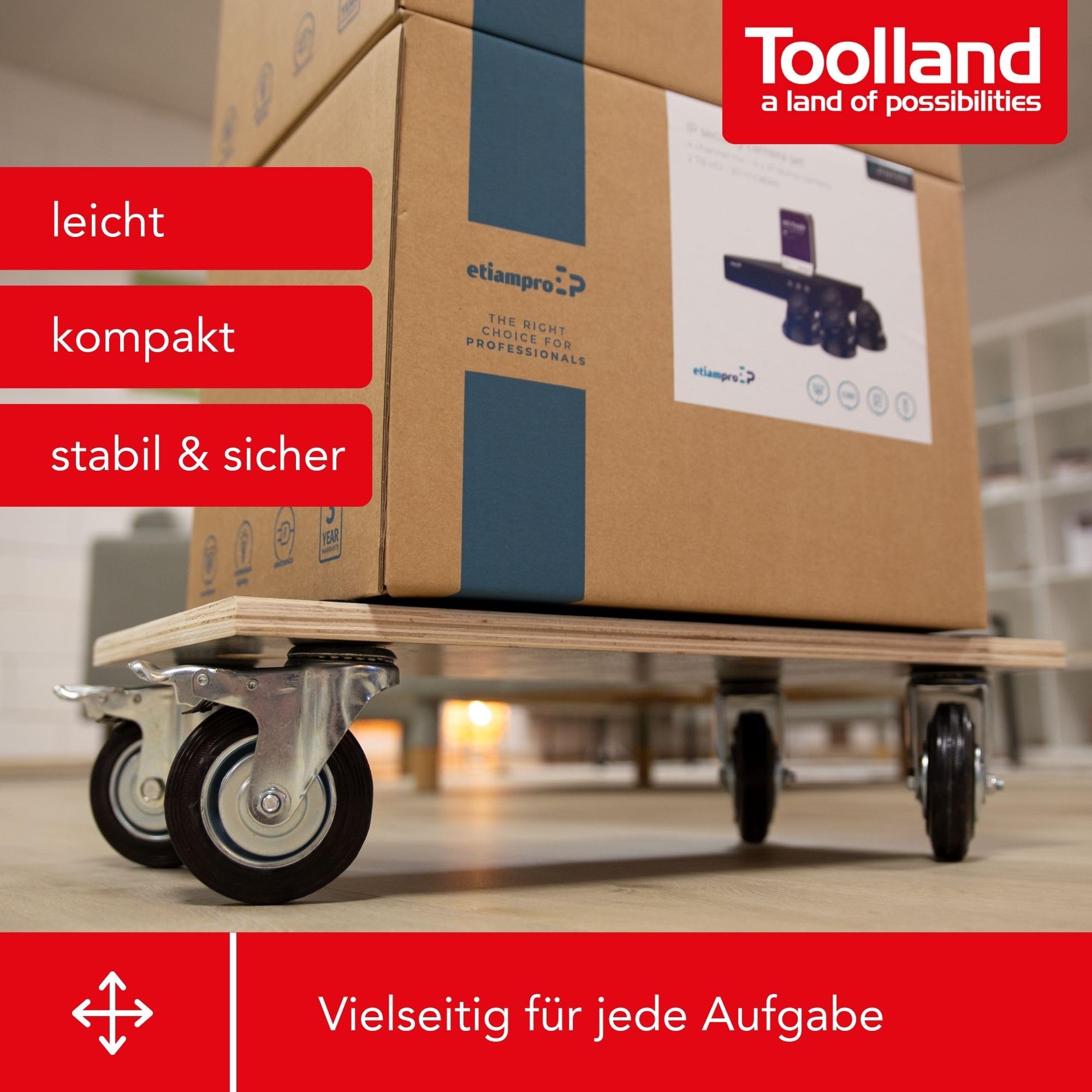 Toolland - QT111 Transport-Roller, Max Tragkraft 400 kg, 575 mm x 300 mm Abmessungen 175682, Mehrfarbig, (L x B) 575 mm x 300 mm