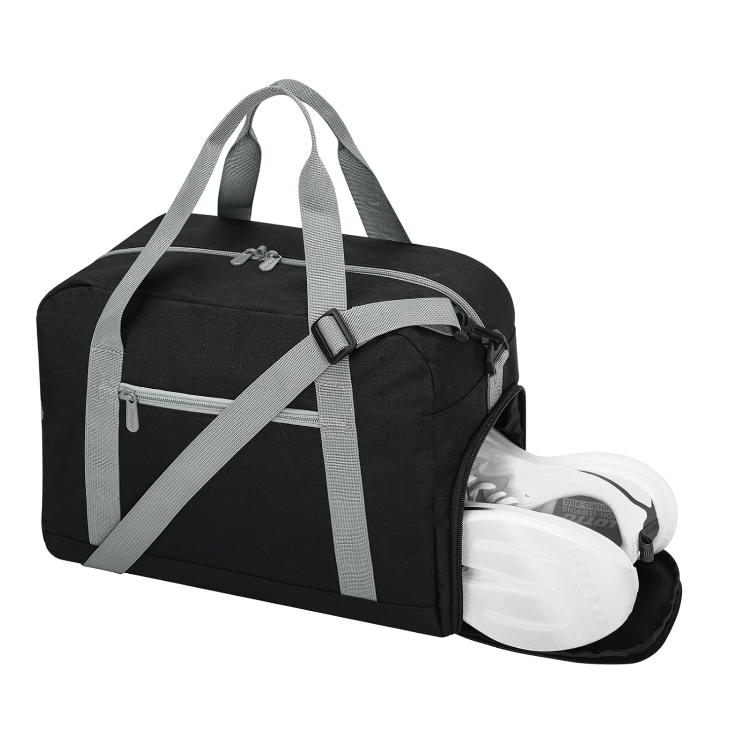 Apenze Pequena bolsa de ginástica leve de 35,5 cm para viagem esportiva, Preto/cinza, 14inch with Shoe Compartment, Bolsa de mão