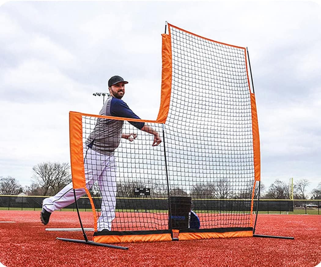 Baseball Practice Nets, L-Type Practice Baseball Softball Heavy Duty Hitting Net with Carrying Bag, Baseball Gifts for Children Kids & Teens, Red
