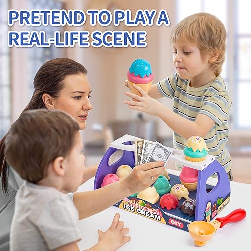 Miniatura 5 de Juego de juguetes de helado para niños, tienda de helados (41 piezas)  El mejor regalo de cumpleaños, Navidad, Pascua, juguetes para niños de 3, 4,