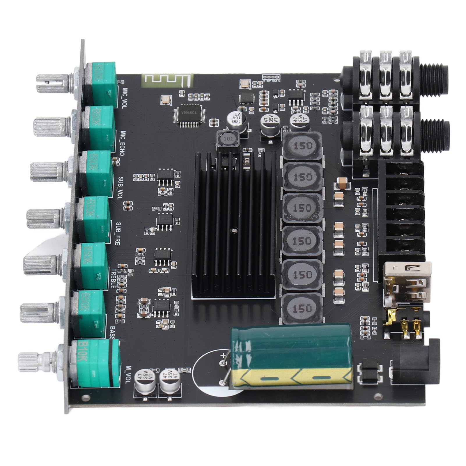 Bluetooth Digital Amplificateur Module 2.1 Carte d'amplificateur d'alimentation du Canal avec Carte sonore TPA3116D2 Prise en Charge USB Disque USB Mic DC12 24V pour Le système
