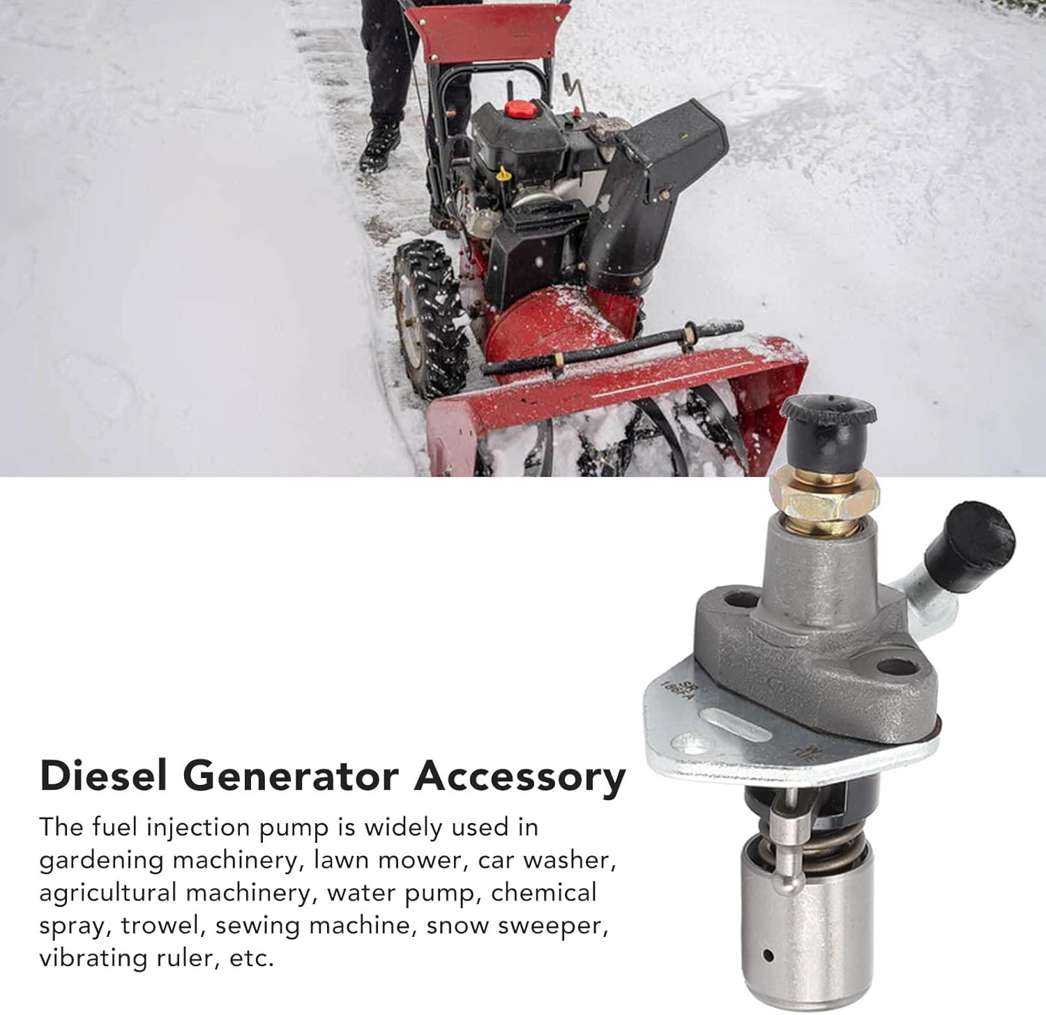 186FA Diesel Generator Fuel Injection Pump, Iron with Right Oil Nozzle Air Cooled Diesel Engine Accessory, Pump Assembly Pump Replacement for Upgrade